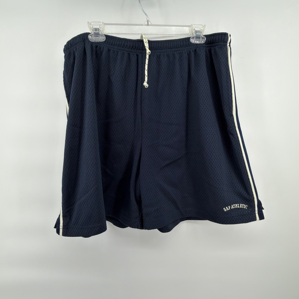 VTG Gap Athletic Mesh Shorts XXL Mens Navy Blue Side Stripe Y2K Gym Drawstring